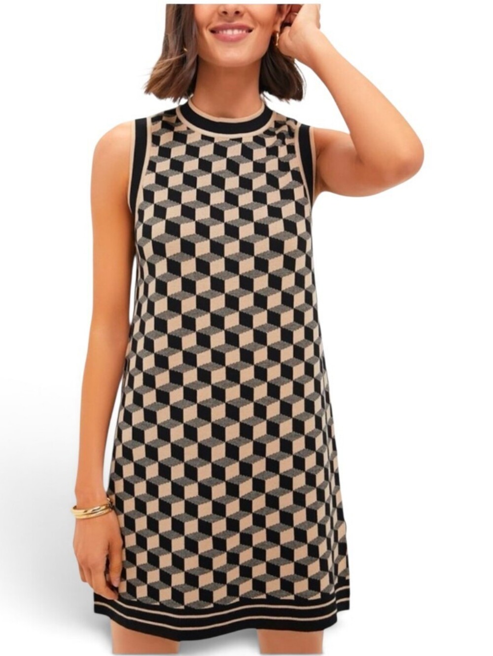 CAMILA COELHO X REVOLVE Neutral Geometric Knit Dress - Large